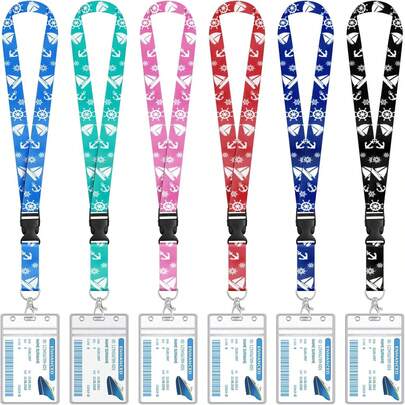 Bộ 6 dây đeo cổ du lịch, dây đeo có thể tháo rời kèm ngăn đựng thẻ ID, phụ kiện thiết yếu cho du lịch biển 2025