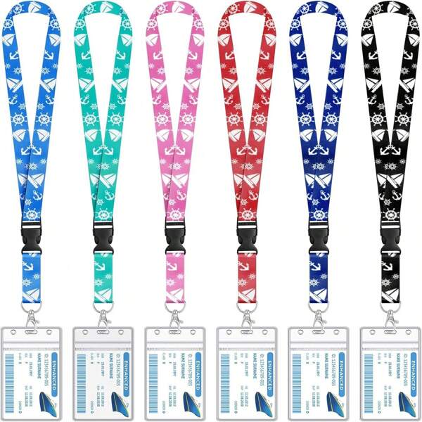 6 Pacotes de Cordões para Cartões de Navio de Cruzeiro, Cordões Destacáveis com Porta-Crachá, Acessórios Essenciais para Cruzeiro 2025