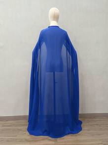 1pc Long Chiffon Bridal Cloak, Versatile Poncho Cape For Cosplay, 150cm Length