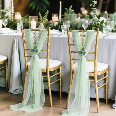 2/4/6/10 Stück Chiffon Stuhlschärpe, 20*275cm, Hochzeit, Weihnachten, Valentinstag Dekoration, transparente Organza Stuhlrückenbezüge für Party, Veranstaltung, Hotel, Esszimmer, Geburtstag, Babyparty, Picknick