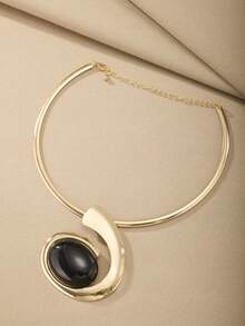 1pc/Set Vintage Elegant High-Quality Alloy Resin Inlaid Stainless Steel Women's Earrings, Ring, Bracelet, Necklace Jewelry Set, Fashionable Luxurious Golden Accessories Suitable For Women's Banquet, Party, Wedding, Holiday, Valentine's Day Gift - Elegant Style - View 11