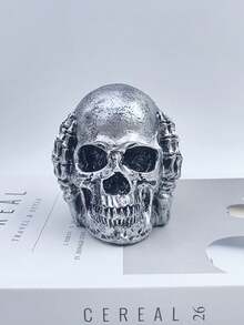 1 Stück Harz Drei Weise Schädel Statue, Halloween Horror Thema Dekoration, Sehe kein Böses, Höre kein Böses, Sage kein Böses Schädel Figur, geeignet für Wohnzimmer Schreibtisch Heimdekoration, Halloween Party Requisite, Innen-/Außenbereich Schreibtisch, Eingangsbereich, Büro, Schlafzimmer Dekoratives Kunstwerk