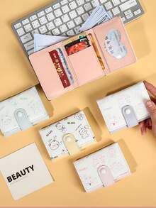 Compact Tri-Fold Wallet, Cute Cartoon Cat Design, Minimalist Multi-Card Slots Coin Purse, Niche Coin Pouch Card Case - Multicolor - View 2