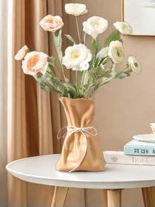 1pc ABS Flower Vase, Modern Solid Color Flower Vase For Aesthetic Room Decor,Boho Decor Wedding Dinner Table Party Office Centerpiece Table Decorations,Autumn Decorations, Autumn Gifts For Friends And Family Home Decor Glass Vase - Multicolor - View 13