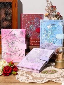 160 页玫瑰字母 3D 封面日记本，复古精装卡通磁扣记事本，高品质彩色内页