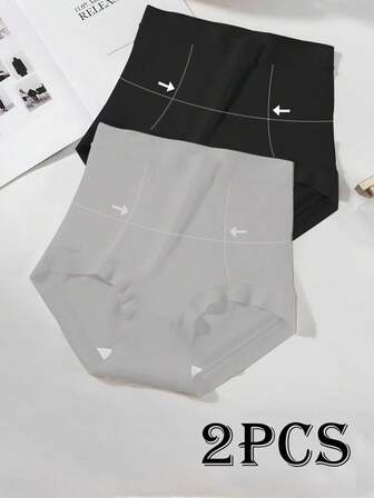 2 piezas Bragas moldeadoras sin costuras de cintura alta para control del abdomen, ropa interior para mujer