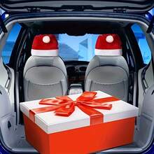 2pcs Christmas Car Chair Cover Christmas Hat Cross-Border Hot Selling Headrest Cover Decorative Supplies Scene Layout Props Home Decor Christmas Decorations Room Decor Winter