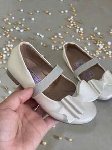 zapato zapatilla flats balerina con moño para niña super comodos suela antiderrapante para cualquier evento especial - Champán - Ver 4