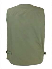 Men's Fishing Vest Utility Travel Vest With Pockets Outdoor Work Photo Cargo Fly Summer Vest - xanh quân đội - Xem 5