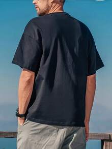 Camiseta hombre negra verano moda estampado "As de picas" gráfico de póker casual cuello redondo manga corta 220g algodón puro pesado gruesa y cómoda - Negro - Ver 5