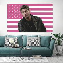 3x5 Ft Jensen Ackles Pink American Flag Tapestry With 2 Metal Rings, Suitable For Bedroom, Living Room, Dorm Decor - Multicolor - View 2