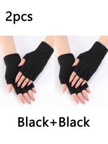 1对多色菱形镂空分指袖套 秋冬女式针织羊毛保暖护腕时尚指套 夏季 - 彩色 - 查看 24