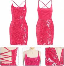 Sequin Homecoming Dresses Teens Women Sparkly Strap Bodycon Cocktail Party Night Prom Dress Vestidos De Fiesta ElegantesHalloween Christmas New Year - 玫瑰 - 查看 7