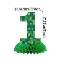 1pc Pixel Birthday Decor, Green Pixel Series Digits 0-9 Honeycomb Decor Options, Pixel Birthday Honeycomb Center Decor, Pixel Birthday Table Decor, Party Supplies, Birthday Gift, Party Favors, Hawaiian Christmas Party Decoration - Multicolor - View 2