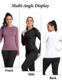 HOPLYNN 4 Packs Women's Compression Quick Drying Shirt Long Sleeve Performance Workout Baselayer Athletic Top Sports Gear - 彩色 - 查看 5