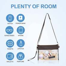 Back To School Stadium Approved Clear Crossbody Purse – Transparent PVC Shoulder Bag With Adjustable Strap - màu nâu - Xem 6