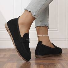 1 Paar Damen Retro Loafer, Obermaterial aus Wildleder mit bedruckter Ketten-Dekoration, atmungsaktiv & bequeme Slip-On Flache Schuhe, geeignet für Partys, Dates, Tänze, Alltag Lässig, Strand, Innenbereich, Campus Tragen