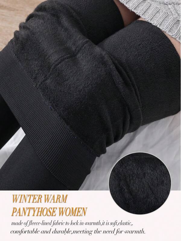 1 pièce Legging haute élasticité 190g, collant avec sous-pied épais doublé de polaire pour femmes, chaud et opaque, convient pour le port quotidien en automne/hiver