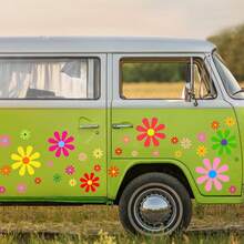 12 Sheets Daisy Stickers 130 PCs Flower Car Decals Self Adhesive Vinyl Retro Flower Car Sticker Bumper Mirror Window Clings Laptop Wall Decoration (Multicolor, Daisy) - Màu sắc tươi sáng - Xem 8