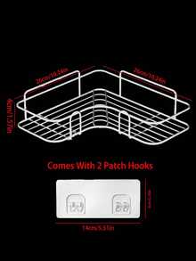 1pc Bathroom Shelf, Shower Caddy Rack, Bathroom Kitchen No-Drill Triangle Storage Rack,Punch-Free Bathroom Storage Rack(Two Random Style Back Stickers Are Given As A Gift)