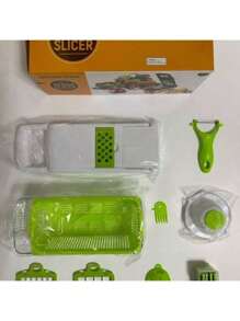 1pc Vegetable Chopper, Multifunctional Fruit Slicer, Handle Food Grater, Vegetable Slicer, Cutter With Container, Onion Mincer Chopper With Multiple Interchangeable Blades, Household Potato Shredder, Kitchen Stuff, Kitchen Gadgets