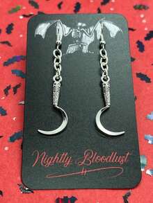 suteyi 1 par de pendientes de espada oscura de Halloween, pendientes de hacha de batalla y hoz, pendientes góticos - Plateado - Ver 6