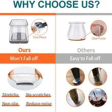 4/12/20/24pcs Square Chair Leg Floor Protectors - Silicone Furniture Pads, For Hardwood And Tile Floor Protection, Anti-Slip Chair Leg Covers, Transparent Polished Finish, Noise-Reducing And Scratch-Resistant Chair Leg Protectors