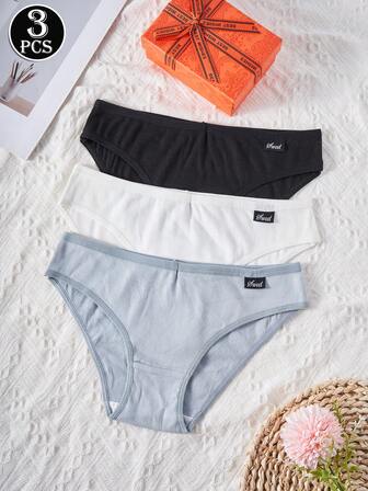 3PCS Cotton Girls Underwear: Ribbed Hipster Panties - Soft Comfort, Solid Colors, Everyday Basic Casual Panty Set For Teens