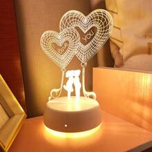 1 件现代创意 3D 浪漫气球情侣 LED 夜灯 - USB 供电带开关控制柔和暖光台灯，适合所有房间类型 - 家居卧室客厅装饰，送给男朋友丈夫的浪漫礼物 - 黃色 - 查看 10