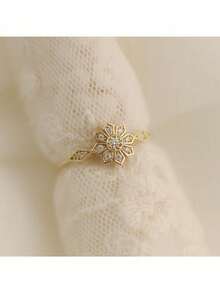 1枚优雅复古花朵造型戒指，女士款，周年纪念日、情人节礼物、日常佩戴饰品、母亲节礼物的完美之选（不含包装盒） - 戒指 - 查看 3