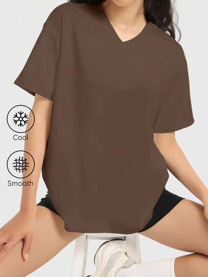 Speed mate Women's Loose Crew Neck Short Sleeve T-Shirt, Casual Shirt, Y2K 2024 Basic Tee, Summer