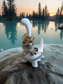 Ring Dinosaur Stand, Suitable For Earrings, Rings, Jewelry, Desktop Decorations, Wedding Engagement Ring Stand, Cute College Style Room Decoration, Cute Female Gift, Suitable For Valentine'S Day, Romantic Night, Birthday, Anniversary, Ring Stand Display Stand Creative Decoration , Makeup Room Decor - Multicolor - View 2