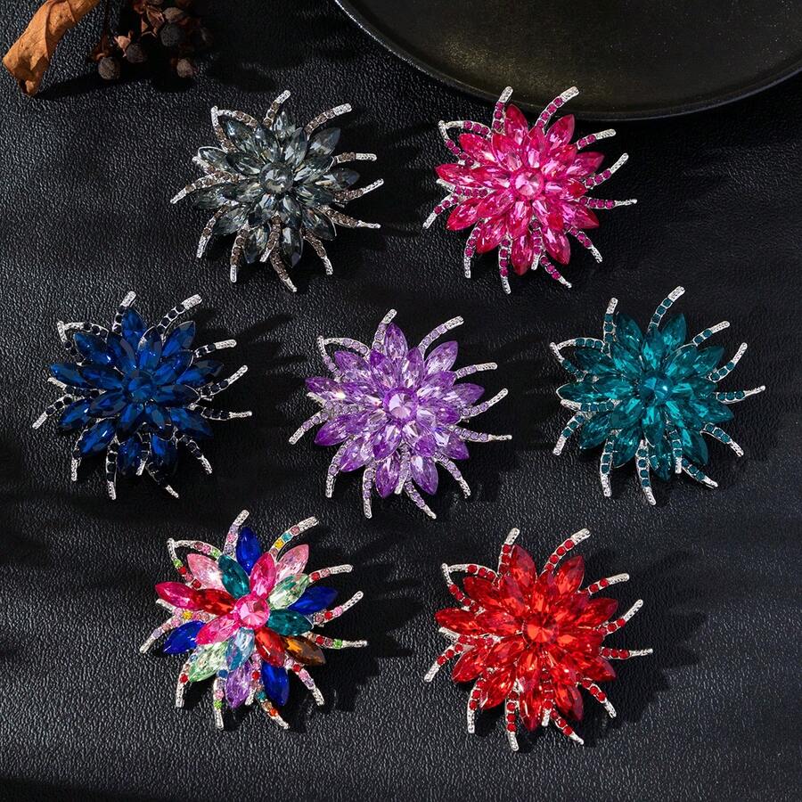 1pc - 7 Color Options Elegant Vintage Zinc Alloy Brooch, Suitable For Women's Daily, Party, DIY, Holiday Gift - XD7938 - View 1