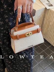 low tea Túi xách nữ mùa hè mới, họa tiết vải thiều, túi đeo chéo thời trang có dây đeo điều chỉnh được, túi đeo vai đơn màu trơn cao cấp với phụ kiện kim loại, thích hợp cho công sở. - Nhiều màu - Xem 6