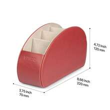 Remote Control Holder With 5 Pockets - Store DVD, Blu-Ray, TV, Roku Or Apple TV Remotes - PU Leather With Suede Lining - Slim, Compact Living Or Bedroom Storage - 紅色 - 查看 6