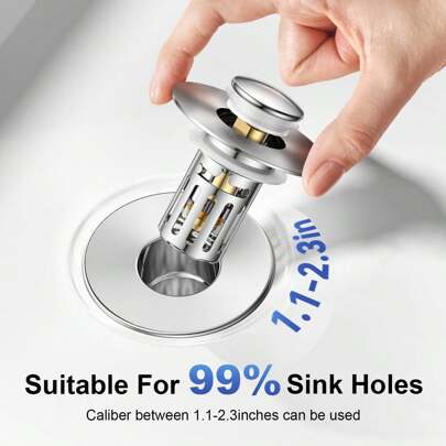 Multipurpose Bathroom Sink Stopper For Bathroom, Kitchen, Universal Bathroom Sink Drain Stopper With Hair Strainer Drain Filter, Pop-Up Bathroom Sink