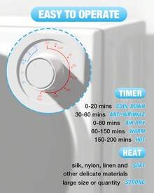 TABU 3.0 Cubic Feet ( 13 Lbs) Compact High Efficiency Electric Dryer,Multi-Mode Installation Dryer With Air Dry, Portable Dryer In White For Apartments/Bathrooms/Rv Camping, Easy Knob-Control Panel For Friendly-Use - US B Type Plug(110-127V) - View 5