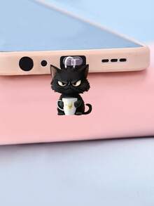 1pc 2D Acrylic Black Cat Phone Dust Plug, Compatible With Apple And Type-C Interfaces, Ideal For Holiday Gifts, Not 3D Gifts For Mother, Family, Friends, Kids, Birthday, Holiday Phone Accessories Phone Charm - Multicolor - View 7