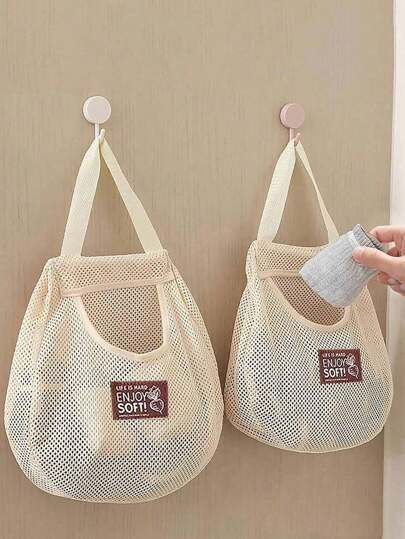 1 pieza Bolsa de almacenamiento de red colgante, bolsa de almacenamiento de tela ligera montada en la pared para ropa interior y calcetines, ahorro de espacio para puerta/armario, organización de regreso a la escuela, lavandería, baño, dormitorio, organizador, organizador, almacenamiento en el hogar