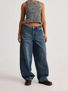 Women's Summer Ruched Vests Sleeveless O Neck Solid Color/Plaid Peplum Tank Tops - Multicolor - View 3