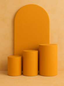 Set Of 4 Double-Sided Roman Panel Pieces And Cylinders - Mustard Yellow - View 1