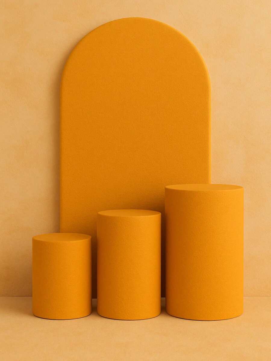 Set Of 4 Double-Sided Roman Panel Pieces And Cylinders - Mustard Yellow - View 1