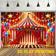 1 Piece Circus Festival Party Polyester Photography Backdrop, Birthday Banner Supplies, Cake Table Photo Booth Party Decoration, Multi-Purpose Portrait Photo Backdrop, No Power Required - màu nâu - Xem 5