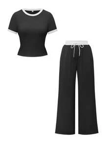 Vaiaye Thanksgiving Women's Fall Casual Slim Knitted Two Pieces Set Elegant Women's Set