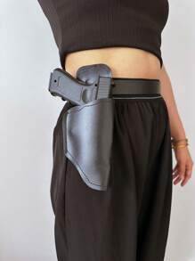 1 conjunto de adereços para festa de cosplay, modelo de pistola de brinquedo de plástico e couro, adereço anti-disparo para fotografia e performance de Halloween