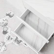 Marmor-Effekt Vinyl Folie - Abziehbare und klebbare Arbeitsplatten-Abdeckung für Küche, Tisch, Schränke (Weißer Granit) - Weiss - Übersicht 7