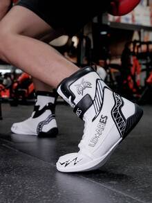 TACHUAN 1双男士高帮专业拳击鞋、摔跤训练靴、泰拳鞋、健身武术运动鞋 - 白色 - 查看 6