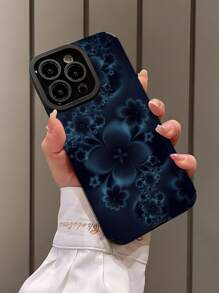 1 件黑色墨水花卉图案垂直条纹仿皮保护软手机壳适用于苹果和各种型号防水防震防摔防刮