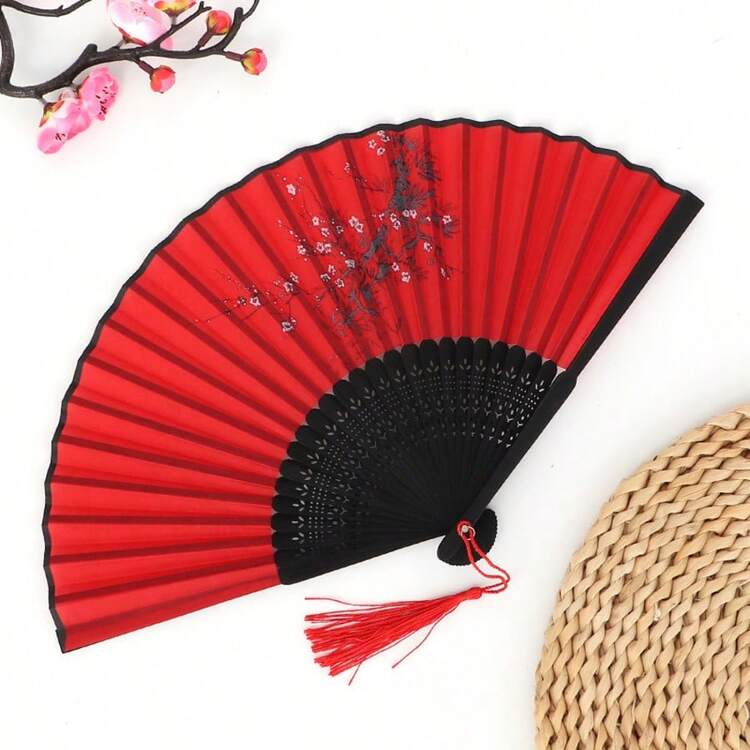 Leque Manual Dobrável Chinês Preto Vermelho, Leque Kung Fu para Comemorações, Casamentos, Apresentações, Decoração, Presentes de Feriado, Casa, Escritório - Multicolorido - Visão 7
