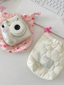1pc Cute Quilted Camera Bag, CCD Storage Bag, Camera Bag, Soft Material, Anti-Drop & Dust-Proof, Compact Camera Pouch Suitable For Black Card Camera Storage, Minimalist & Portable, Anti-Drop & Scratch-Resistant, Multipurpose, Outdoor Use, Camera Accessory, Travel Essential, Cruise Essential, Dorm Essential, Birthday Gift, Bridesmaid Gift, Mother's Gift, Teacher's Gift, Back To School Gift, Plaid Charger Protective Case, Power Bank, Phone Charger, Digital Camera Accessory - Multicolor - View 2